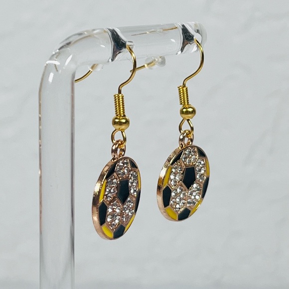 Bling Soccer Ball Earrings - Picture 2 of 8
